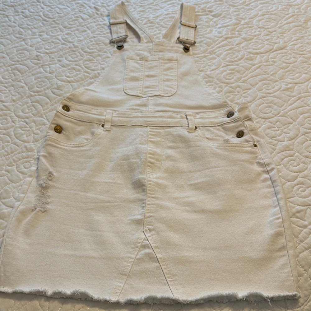 White Denim Overall Skirt